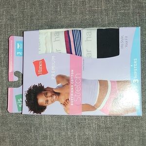 HANES GIRLS NEW 3 BOYFRIEND COTTON STRETCH UNDERWEAR SIZE 5/SM. BY MULTICOLOR